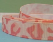 Ivory and Pink Leopard Cheetah Animal Print Grosgrain Ribbon in 1 inch wide Wild Fun IVPC 1.0