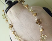 Lemon Topaz, Mixed Quartz, 24k Gold Vermeil Daisies and Tears Necklace
