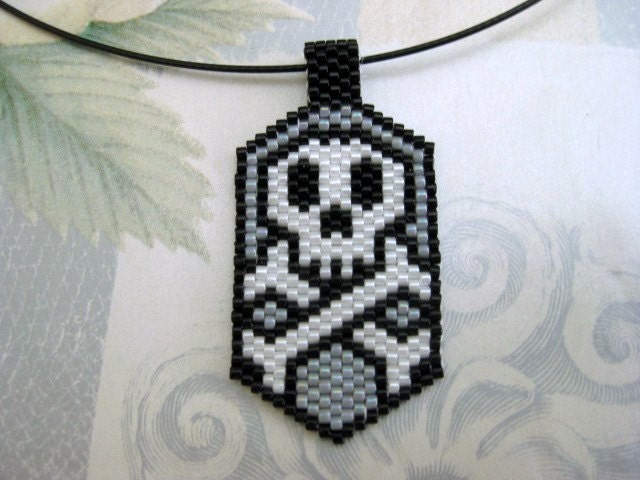 Skull Peyote Pendant Beadwork Seed Bead Cool