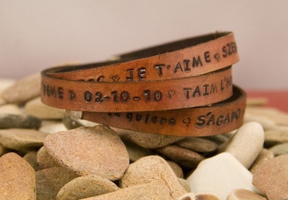 3x Leather wrap bracelet, anniversary/love , customizable, personalized, priority shipping