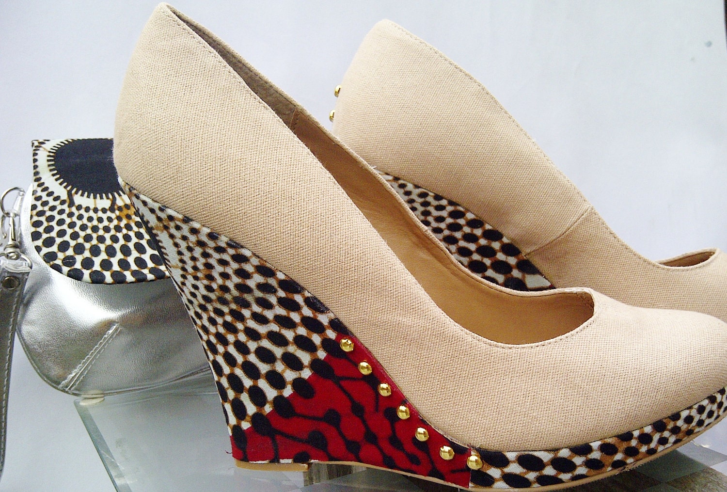 Beige Canvas Wedge