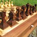 Designer Chess and Checker Board Box with Playing Pieces