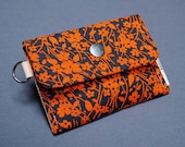 Change Purse / Business Card Case / Card Holder / Snapped Pocket - POKE - Flowering Orange Dark Gray