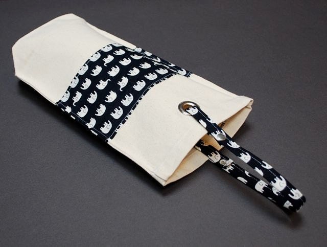 Wine Tote Wine Bottle Bag Case Carrier Holder - SINGLE BARREL - Tiny Elephant Dark Navy