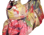 Small Shoulder Bag  - Handmade purse in vibrant watercolor print fabric
