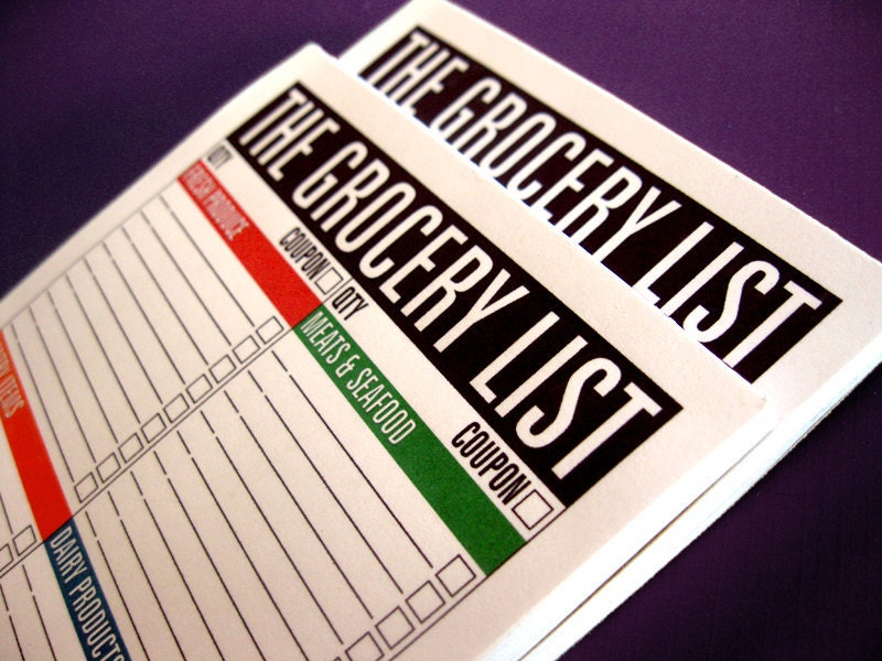 The Grocery List Notepad (large, magnetic, bright, rainbow, sections, categories, categorized)