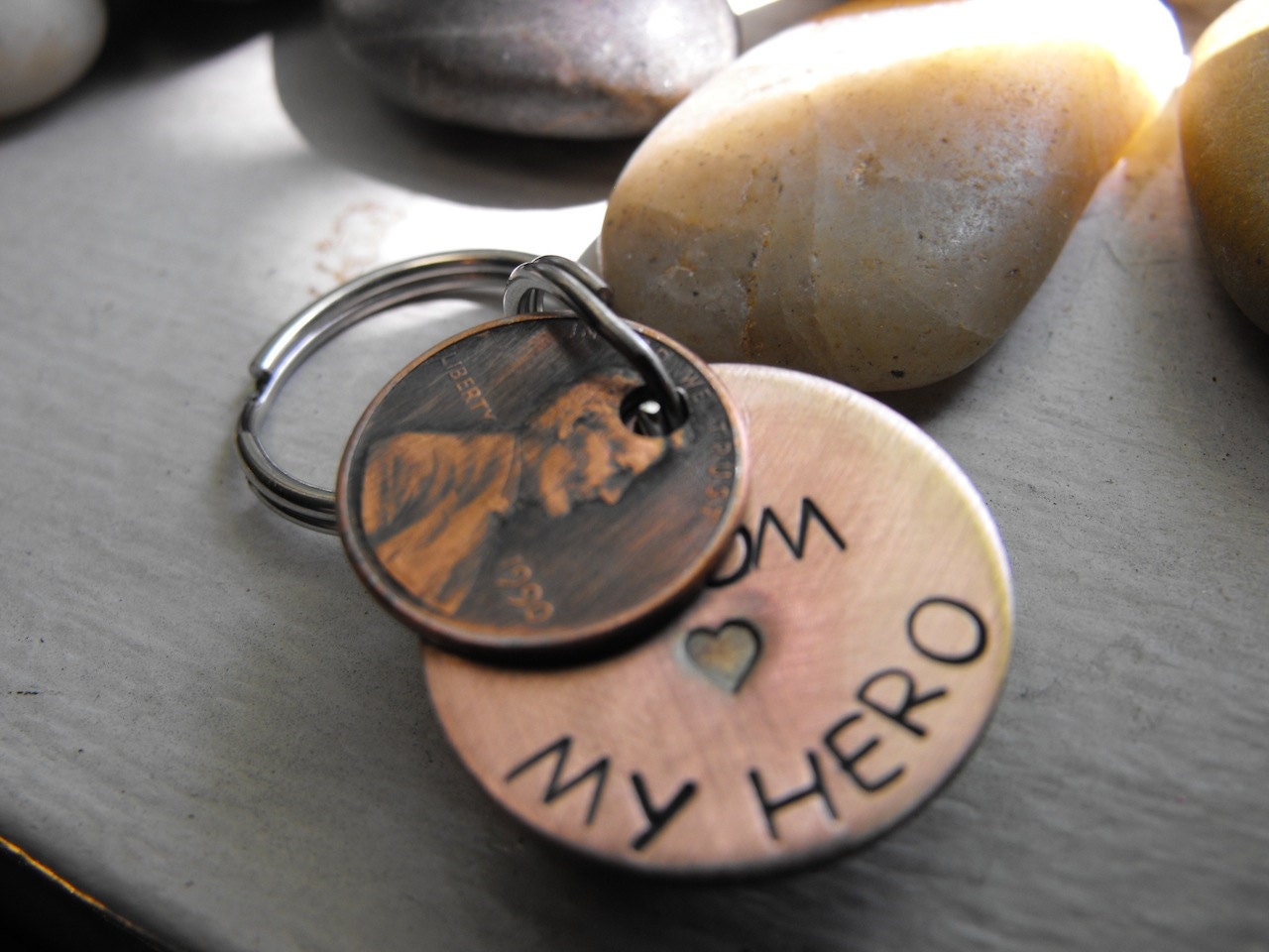 Lucky us , Hero copper Key chain with one lucky penny