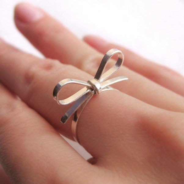 Skinny Sterling Silver Forget Me Knot Bow Tie Ring