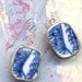 Antique Pottery Earrings in Blue and White on Sterling Silver earrwire SALE