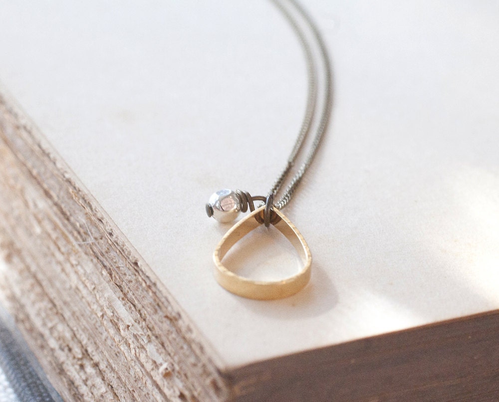 Gold tear drop necklace