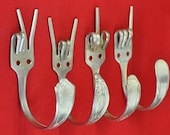 Silver Peace x Fork U x Rock On x Love Special Dinner Fork Collector set 4 Silverware Coat Hooks