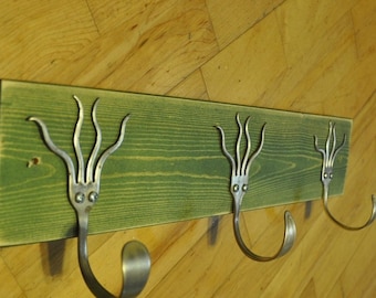 Go Green Stained 3 Funky Forks Coat Rack OH YEAH