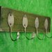 4 Vintage Spoons FUN Green Stained Coat Rack
