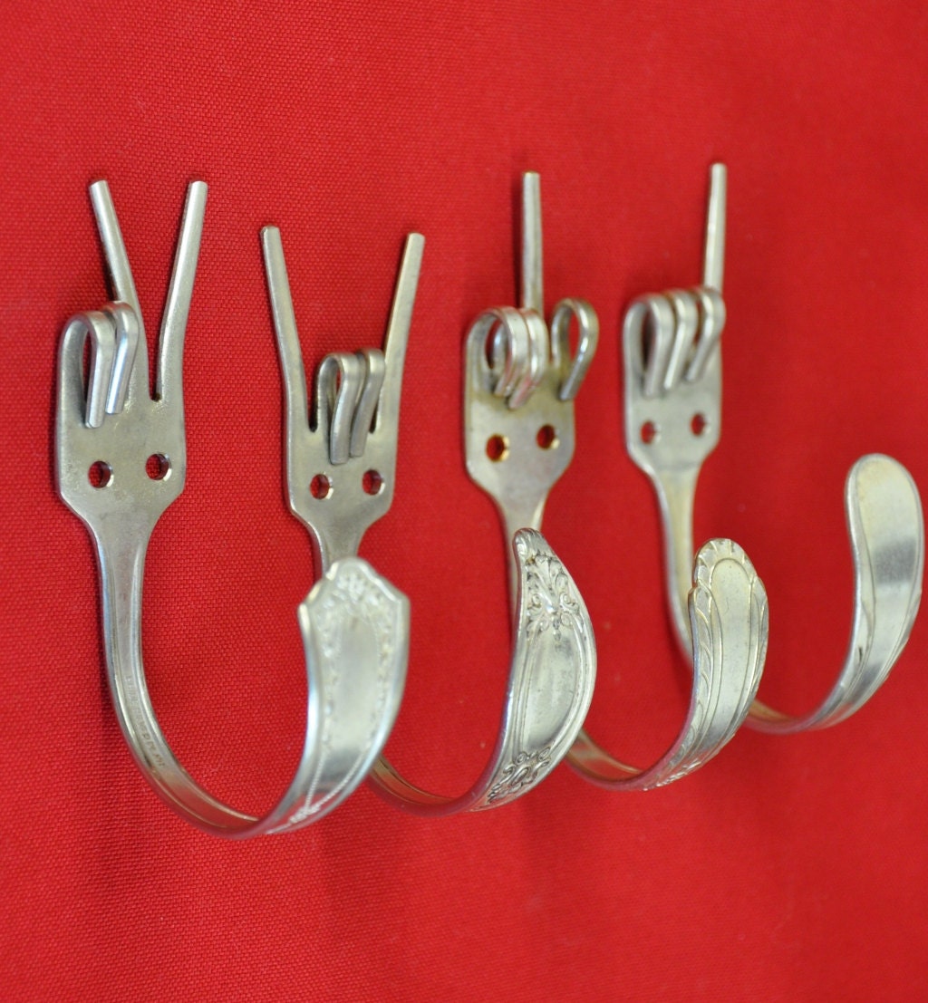 Silver Peace x Fork U x Rock On x Love Special Dinner Fork Collector set 4 Silverware Coat Hooks