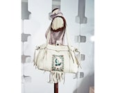 White Leather HandBag Handmade Purse Cream 2012 Fashion accessory Scandinavian Woodland Modern design Wing  Fringed