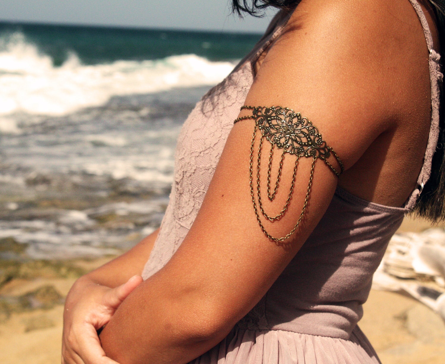 Armlet Slave Bracelet Arm Bracelet  Piece Hipster Bronze Chain Bohemian Drape Jewelry Body Jewelry