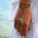 Slave Bracelet Hand Bracelet Piece Hipster Bronze Chain Boho Bohemian One Turquoise Bead Two Strand Hand Jewelry
