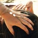 Slave Bracelet Hand Bracelet Piece Hipster Bronze Chain Boho Bohemian White Mother Pearl Bead Three Chain Hand Ring Jewelry