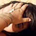 Slave Bracelet Hand Bracelet Piece Hipster Bronze Chain Boho Bohemian White Mother Pearl Bead Three Chain Hand Ring Jewelry