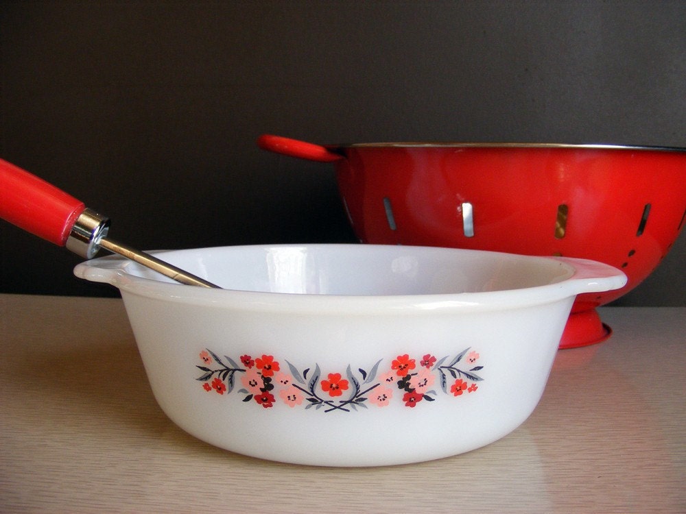 Retro Fire King Casserole Dish, Primrose Pattern