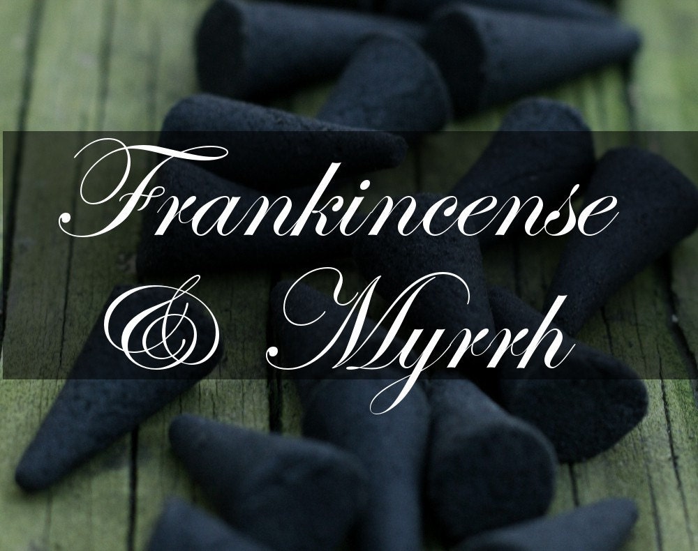 Frankincense and Myrrh Charcoal Incense Cones 10 Pack - Handmade Aromatherapy Gift Under 5 Classic Meditation Zen Scented Smoke Handcrafted