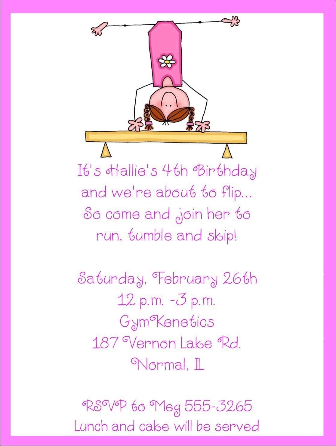 Girl Gymnastics Birthday Party Invitations Il_170x135