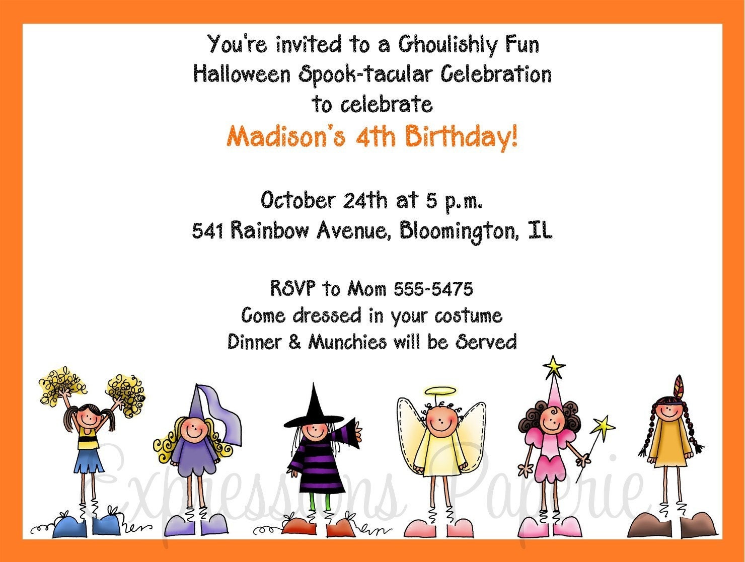 Girls Costume Halloween Party Invitations Il_170x135