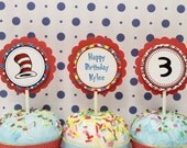 Dr Seuss Baby Shower Birthday Party Cupcake Toppers