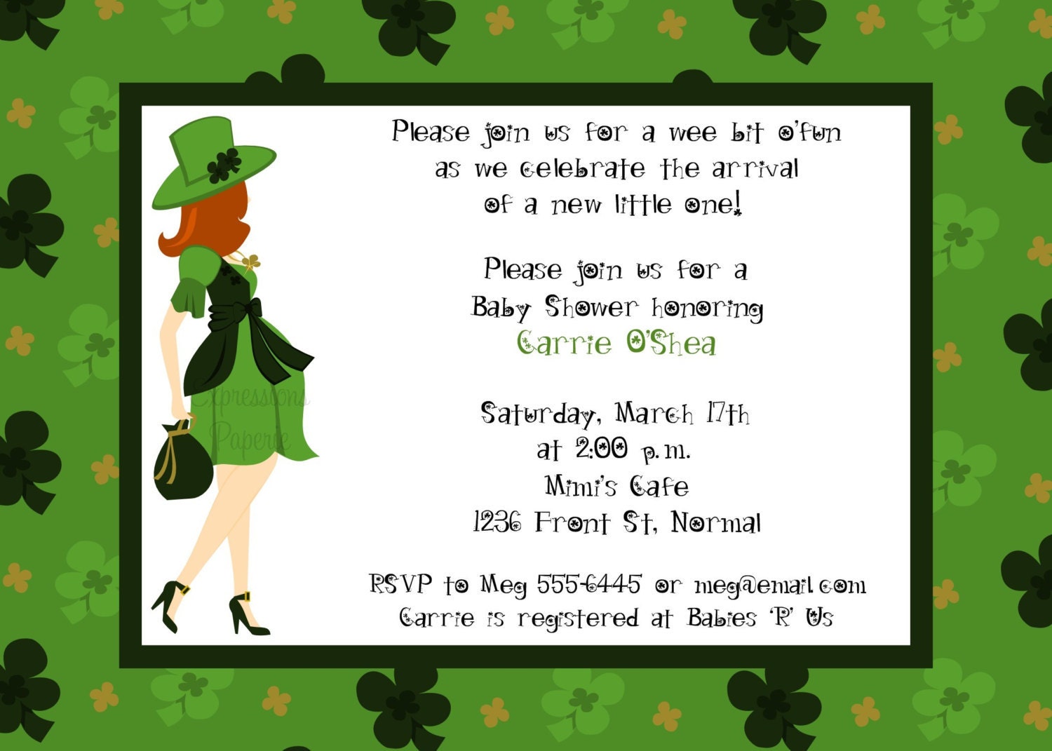 Green St Patricks Day Mommy to Be Baby Shower Invitations Il_170x135