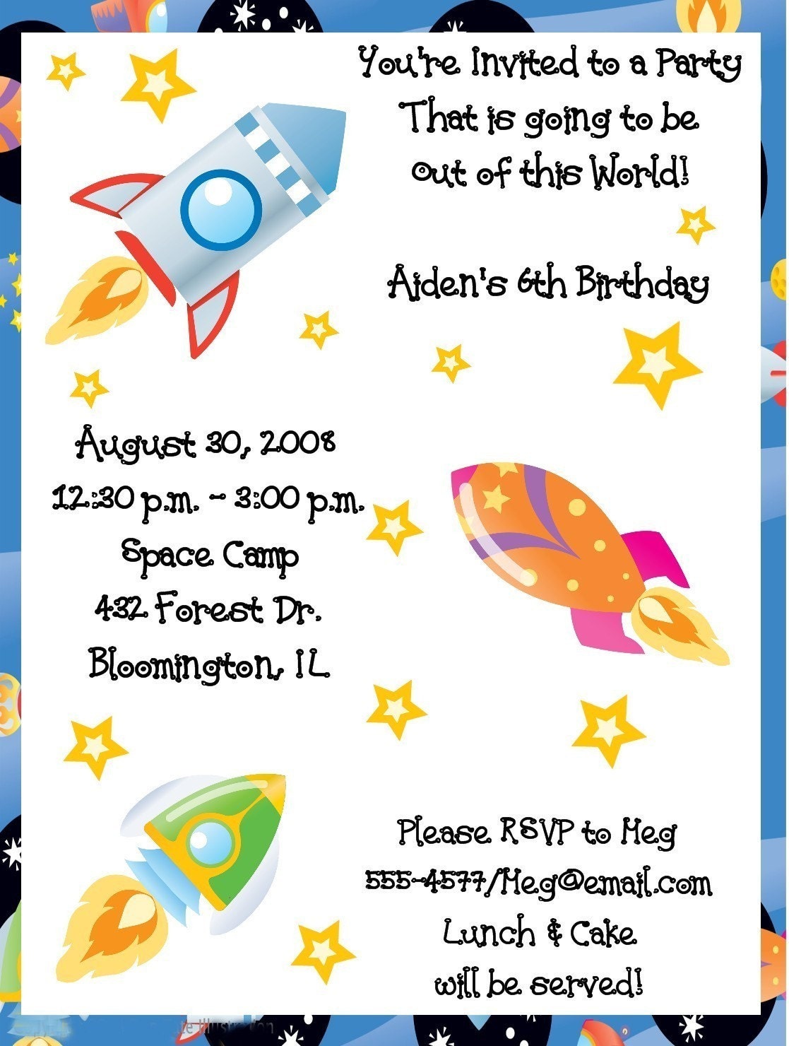 Rocket/Spaceship, Outer Space Birthday Party Invitations Il_570xn