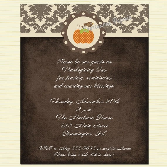 Elegant Thanksgiving Dinner Invitation Il_570xn
