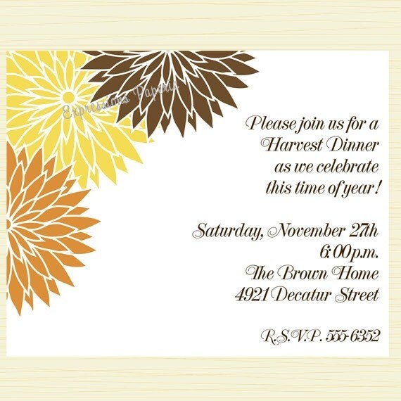Harvest Dinner Flower Invitations Il_570xn
