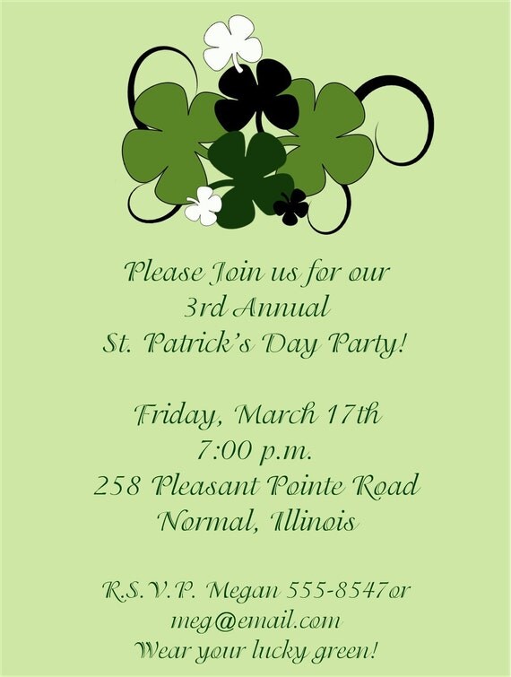 Bouquet of Clovers St Patricks Day Invitations Il_570xn