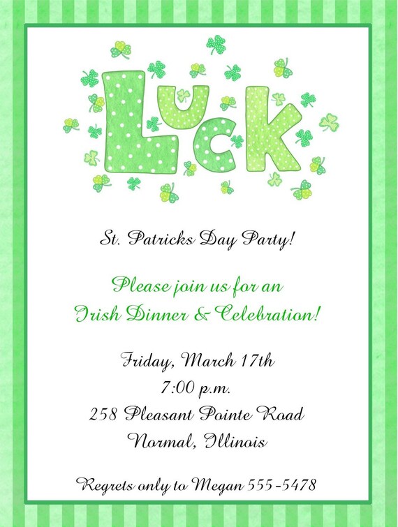 Luck of the Irish, St Patricks Day Invitations Il_570xn