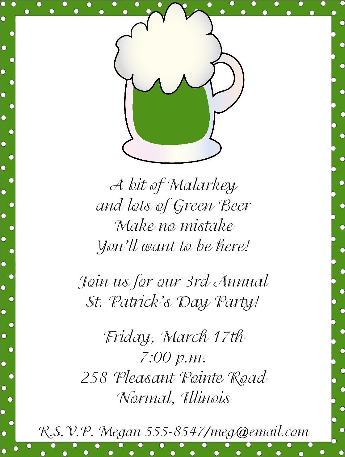 Mug of Green Beer St Patricks Day Invitations Il_570xn