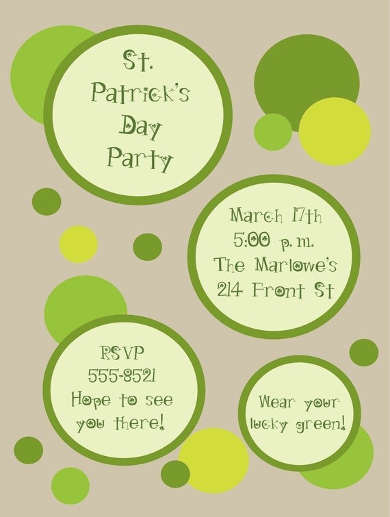 Retro Dots St Patrick's Day Party Invitations Il_570xn