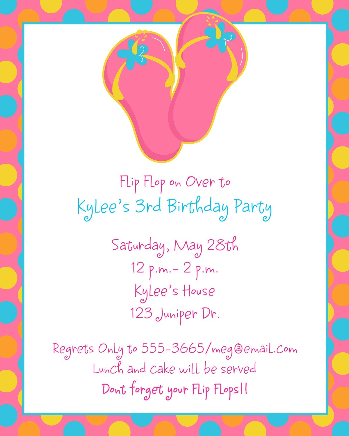 Flip Flop Fun Birthday Party Invitations Il_570xn