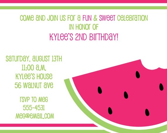Sweet Watermelon Birthday Party Invitations Il_570xn