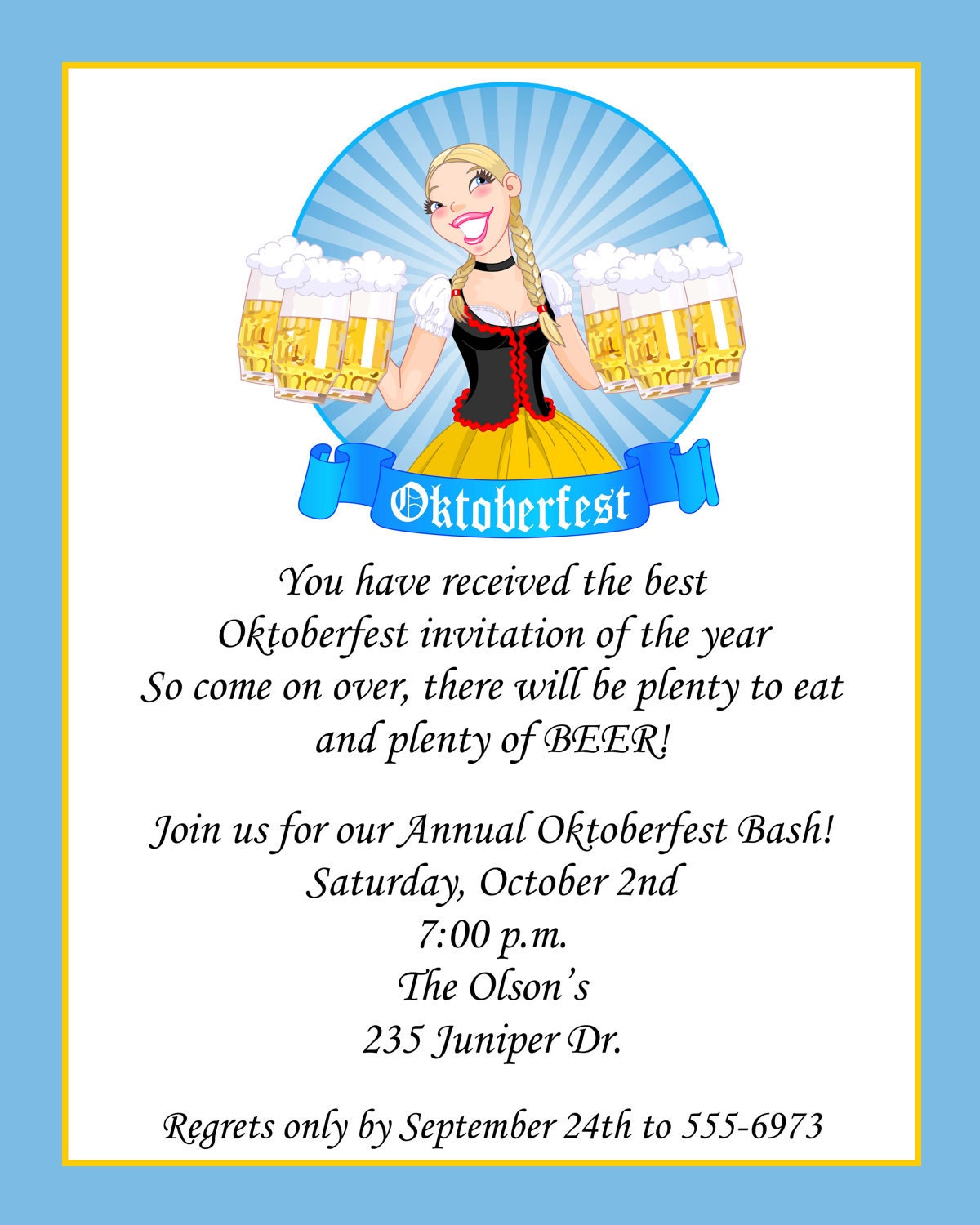 Beer Maid Oktoberfest Invitations Il_570xn
