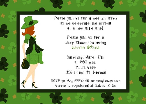 Green St Patricks Day Mommy to Be Baby Shower Invitations Il_570xn