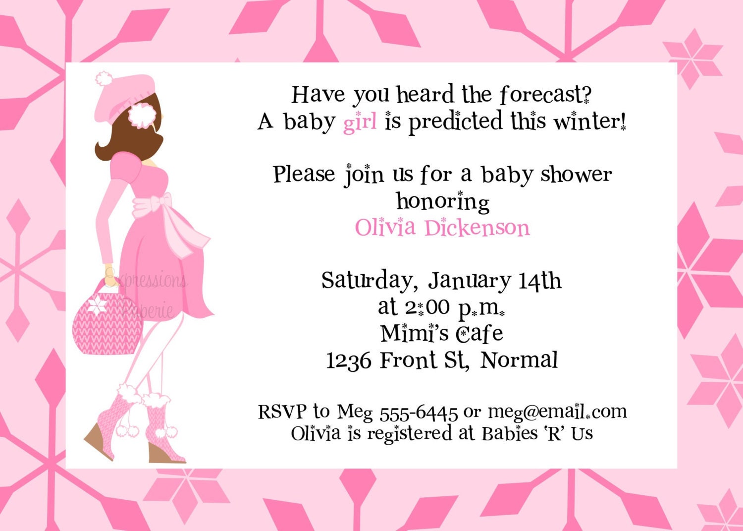 Pink Winter Mommy to Be Baby Shower Invitations Il_570xn