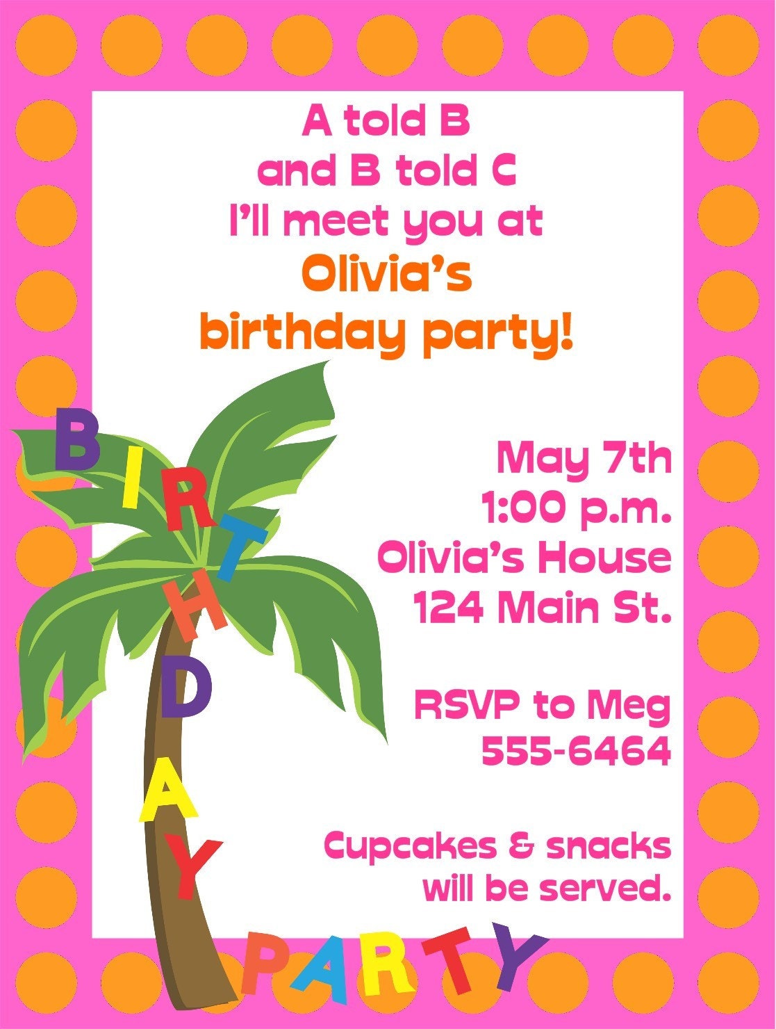 Chicka Chicka Boom Boom Birthday Party Invitations