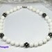 Vintage Necklace Beaded White Black  poka dots Madmen