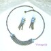 Vintage Necklace Earrings Milk Glass Blue