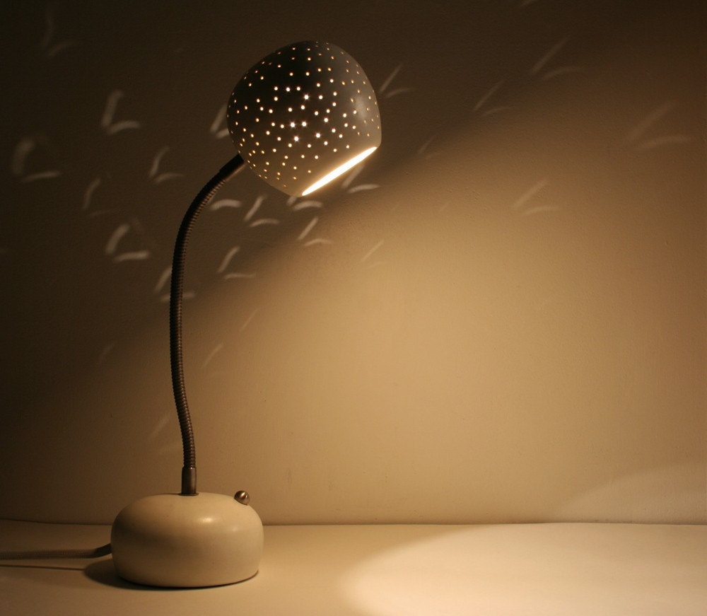 Desk Lamp with Touch dimmer: Claylight, white glazed clay, Dot pattern