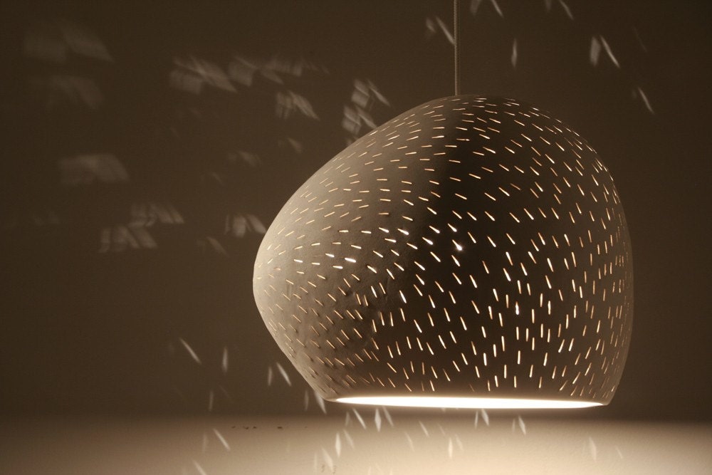 Pendant Lamp: 8.5" Claylight, Line Pattern