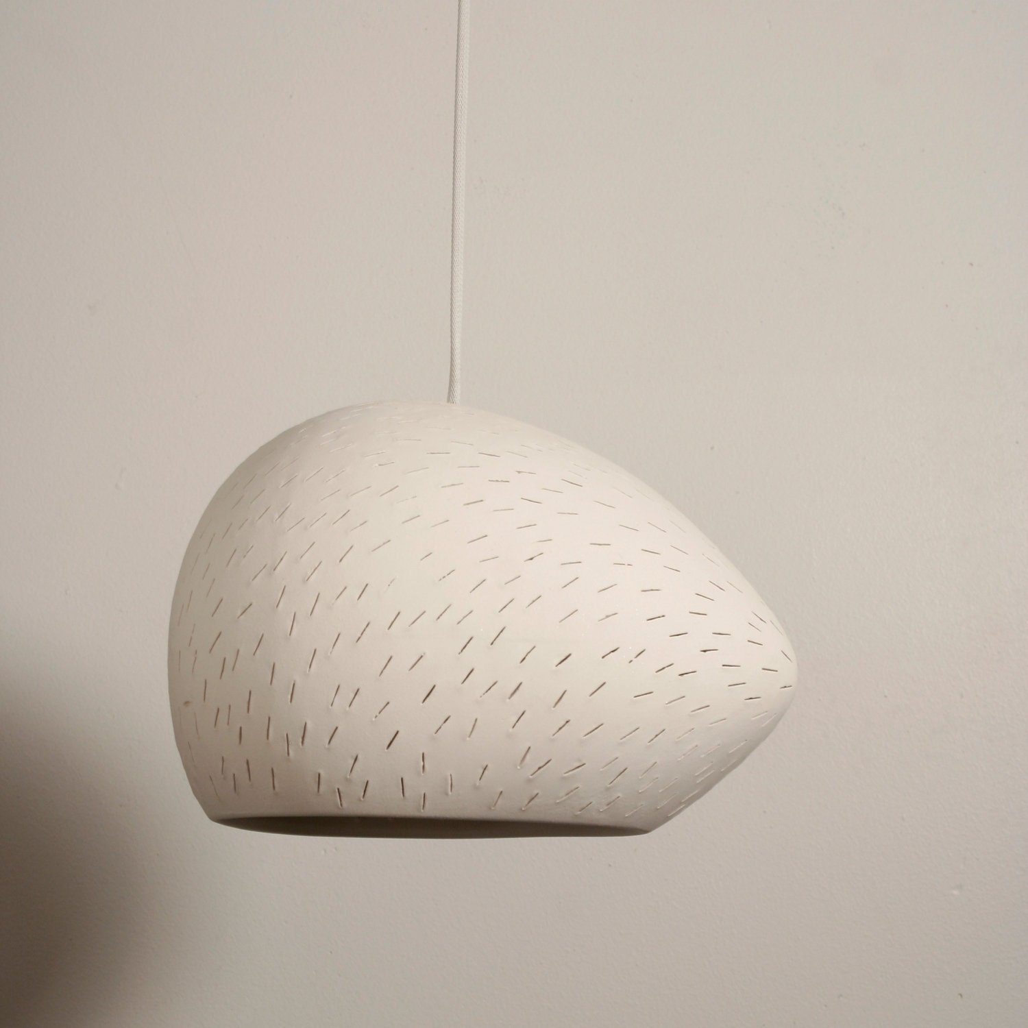 Pendant Lamp: 7.5" Claylight , A-Symmetrical Line Pattern