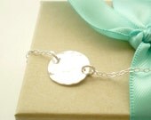 Beach Day - Hammered Sterling Silver Disc on Delicate Sterling Silver Chain