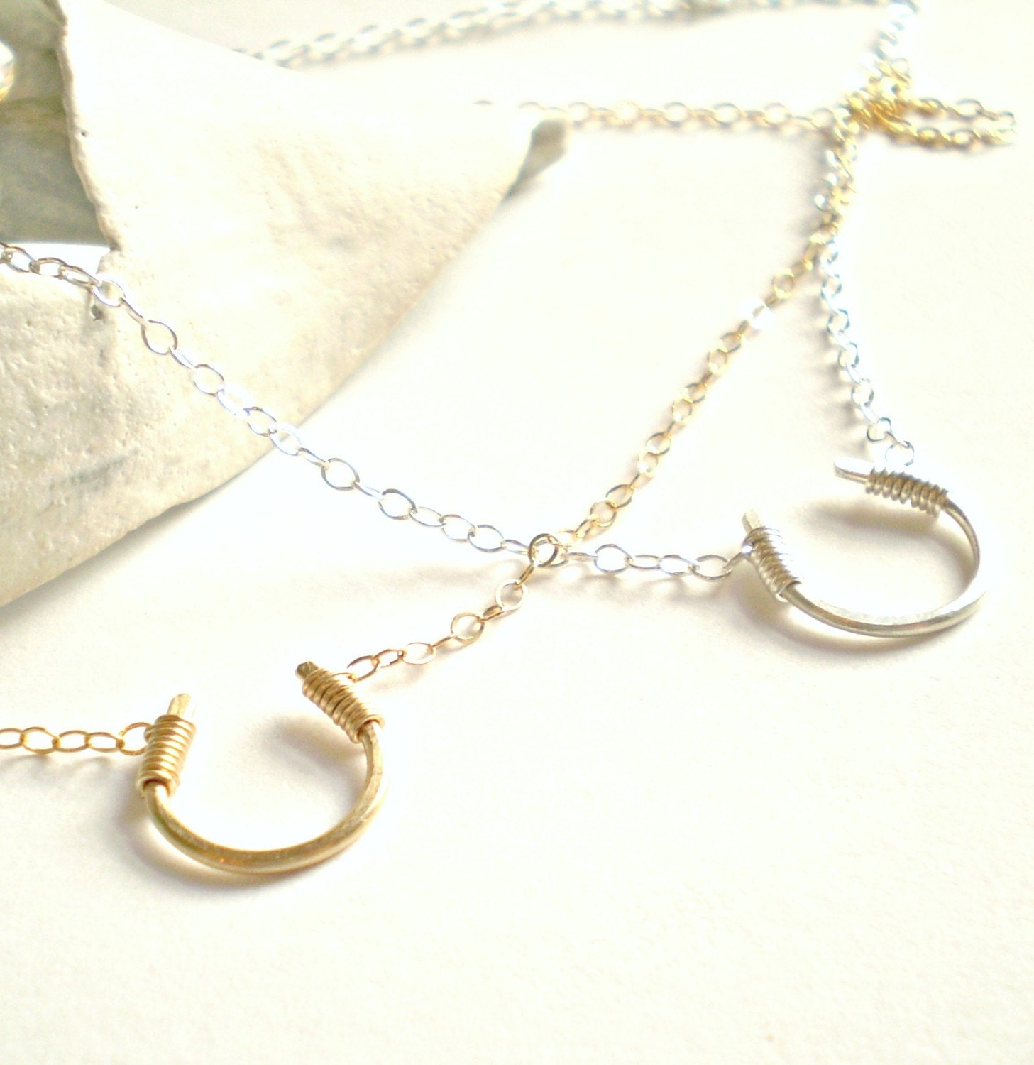 Matte Brushed Tiny Luck Necklace - Tiny Hand Formed Sterling Silver Brushed Matte Horseshoe on Delicate Sterling Silver Chain