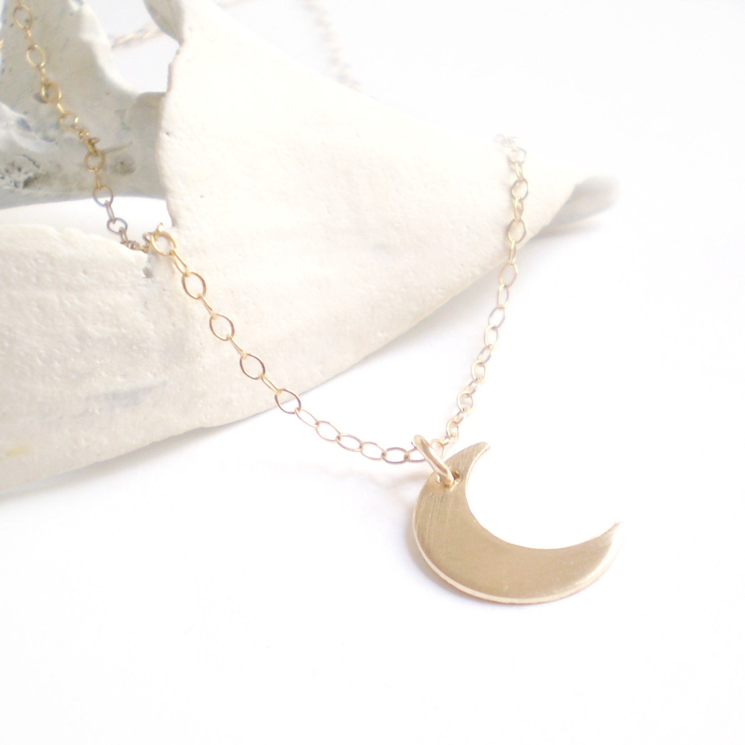 Crescent Moon Necklace - Simple Gold Filled Crescent Moon Charm on Delicate Gold Filled Chain